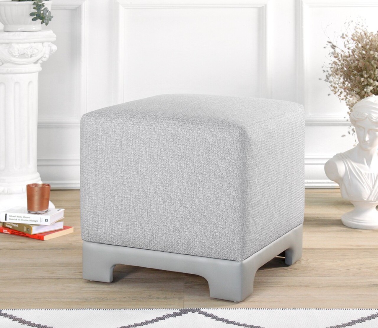 Taburet, Atelier del Sofa, 209FLF1412, 50% bumbac, 50% in, Gri - imagine 7